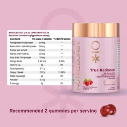 Nutriburst True Radiance Gummies for Collagen Improvement Raspberry Flavour Collagen Gummies with Orange Peel Acerola Cherry & Sea Buckthorn, No Added Sugar Enhance Elasticity & Health skin - 30 Gummies image 3