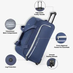 Lavie Sport Large Size 62 Cms Galactic Wheel Duffle Bag | (Navy) (L) image 2