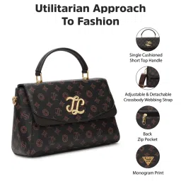 Lavie Signature Brown Womens Mono Jackson Flap Satchel Bag (L) image 3