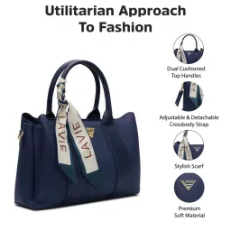 Lavie Signature Navy Blue Womens Tacoma 3C Medium Satchel Bag (M) image 3