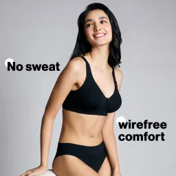 nykd by nykaa No Sweat Breast Separating Breathe Cotton Non Padded Non Wired Bra Black NYB105 image 2