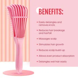 Matra Detangling Hair Brush Vented Comb - Wet Detangler With Spacing Clip (Any Color) image 2