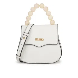KLEIO Vegan Leather Top Handle Mini Handbag with Detachable Sling for Crossbody-White image 2