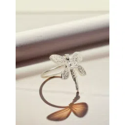 Accessorize London Women Silver Dragonfly Ring image 2