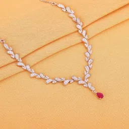 GIVA Sterling Silver Ruby Detail Necklace for Women and Girls image 2
