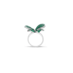 MISS JO Morpho Butterfly Silver Cocktail Ring In Green Size image 2