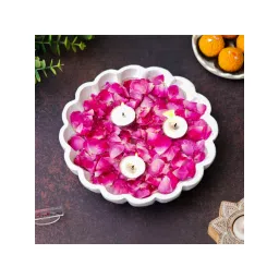 eCraftIndia White Beautiful Flower Urli Bowl For Home Decor image 2