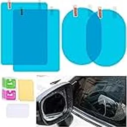 DETACHI Anti Fog Film for Car Mirror Car Window Film Water Protective Film Sticker for Car Anti-Glare, Anti-Scratch, Rainproof (2 PCs Oval + 2 PCs Square) Universal Combo Pack-picture-26