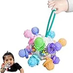 Kidology Silicone Teether Ball Toy for Babies 6+ Months – 12 Textured Grip Balls, Rattle Rings | BPA-Free Montessori Baby Toy for Tactile & Motor Skill Development | Idea for Gifting-image-43