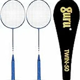GURU Twin-50 Heavy Duty Steel Badminton Rackets Set of 2 with Cover-image-27