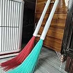 XY DECOR Washable, Foldable Plastic Phool Jhadu, Plastic Bristle Wet and Dry- 40" (Pack of 2) (Red, Sea Green)-picture-43
