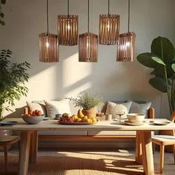 symplify Trikona 5 Series Brown Solid Wood Cluster Hanging Light-picture-16