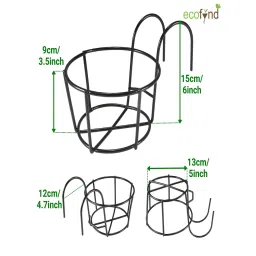 Ecofynd Round Metal Hanging Flower Pot Stand (Set Of 2) image 2