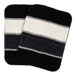 Saral Home TRIS Soft Thick Microfiber Anti-Skid Bath Mats Pack of 2 Stripe - Black image 2