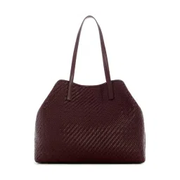 guess fashion Guess Aubergine Wine Textured Vikky Tote Bag with Pouch (Set of 2) image 2