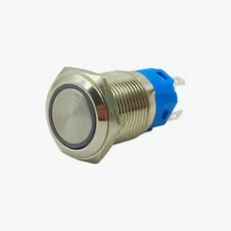 Flat Head 16MM 12V-24V Latching Metal Push Button Switch - Blue (5-Pin IP67 Waterproof Ring LED Illumination)-picture-17