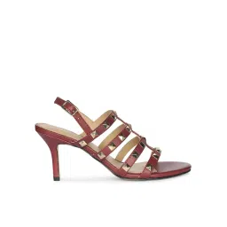 Saint G Women Bordo Maroon Leather Stiletto Sandal Heels image 2