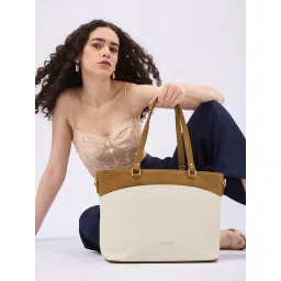 FARGO Arden Beige Tote Bag 14' Laptop Compartment with Detachable Strap (S) image 2