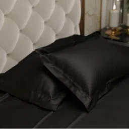 Stoa Paris Black Satin Pillow Covers (Set Of 2)-image-6