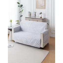 House of Quirk Anti-Slip Sofa Cover with Pocket Couch Protector - Grey Canvas image 2