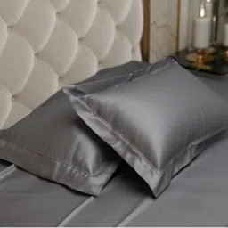 Stoa Paris Dark Grey Satin Pillow Covers (Set Of 2)-image-88