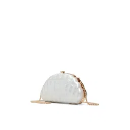 Aldo Sheshell White Womens Novelty Clutch with Detachable Chain image 2