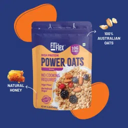 Fit And Flex Power Oats | High Protein, Zero Sugar, Ready To Eat Baked Oats, Peanut Butter Chcoclate + Honey, 400g each | NO COOKING REQUIRED | Pack of 4 image 4