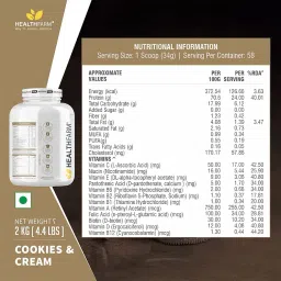 HEALTHFARM Whey protein plus with added vitamins|58 SERVINGS|24 G PROTEIN PER SERVING|5.29G BCAA|4.15G GLUTAMINE|Build Lean and Bigger Muscles 2KG image 5