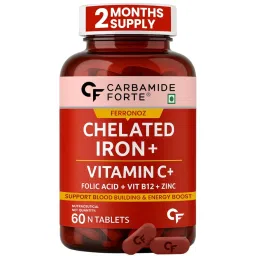 Carbamide Forte Chelated Iron + Vitamin C, B12, Folic Acid & Zinc - 60 Veg Tablets-image-13