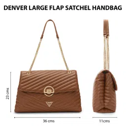Lavie Signature Tan Denver Womens Quilted Large Flap Satchel (L) image 4
