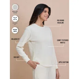 Nykd By Nykaa Full Sleeve Waffle T-Shirt NYS803-Off White image 3