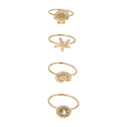 Accessorize London Women Gold Under The Sea Rings Gold Pack of 4 image 3