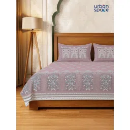 Urban Space Mauve Serene 300 Tc Cotton Bedsheet with 2 Pillow Covers (Pack of 3) (Double) image 3