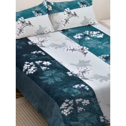 FABINALIV Multicolor Floral Woollen King Size Double Bedsheet With 2 Pillow Covers image 3