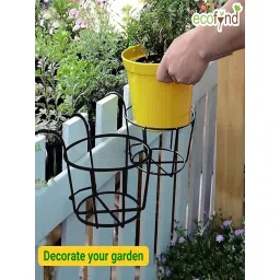 Ecofynd Round Metal Hanging Flower Pot Stand (Set Of 2) image 3