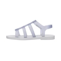 Melissa Sun Rodeo Ad Clear Gliter Silver and White Solid Sandals image 3
