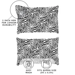 Story@Home 180 TC Black & White Graphic Microfiber Double Size Bedsheet with 2 Pillow Covers image 3