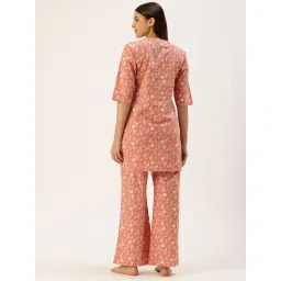 Clt.s Women Peach Floral Kurta and Palazzo (Set of 2) image 3