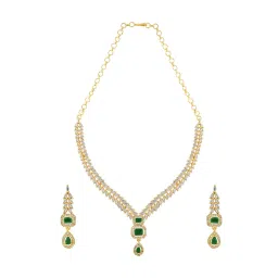 Teejh Sparky Gold Plated Green Cz Stone Necklace Set image 3