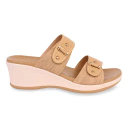 ROCIA By Regal Brown Women Embossed Comfort Wedge Heels image 3