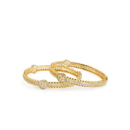 Nuyug Women White Stones Brass 2 Bangles image 3