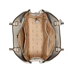 guess fashion Guess Beige Solid Meridian Girlfriend Satchel Bag image 3