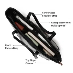 fastrack accessories Fastrack Black Casual Tote Bag with Laptop Sleeves That Holds Upto 15" image 3