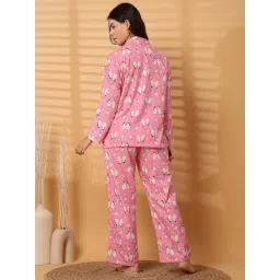 Secret Wish Pink Printed Flannel Night Suit (Set of 2) image 3