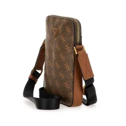 guess fashion Guess Torino Mini Brown Printed Sling Bag image 3