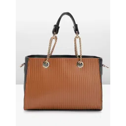 Fabbhue Women Tan and Black Hand Bag with Detachable Strap image 4