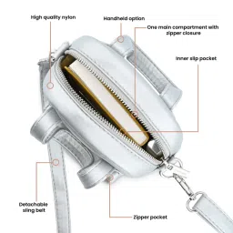 fastrack accessories Fastrack Mini Metallic Sling In Silver image 3