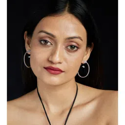 AMOSSH 18K Gold Plated Anti Tarnish White Eye Earrings image 3