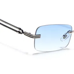 Voyage Unisex Rimless Sunglasses Light Blue & Clear Lens with Silver Frame (MG6662) (56) image 3