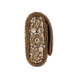 Tarini Nirula Bronze Burst Embellished Clutch With Detachable Strap image 3